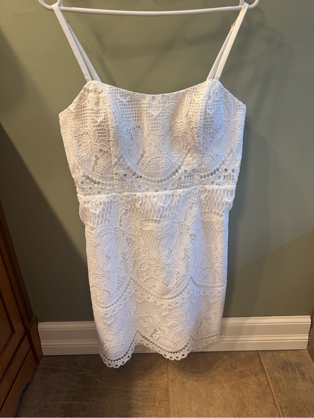 Lilly Pulitzer White Lace Spaghetti Strap Mini Dress
